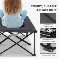 Outsunny Double Camping Cot Bed, with Bag - Black(m-4)