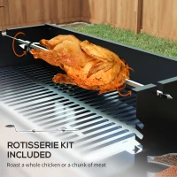 Outsunny BBQ Rotisserie Grill Roaster Charcoal Spit Roasting Machine for Chicken Turkey with 3-Level Grill Grate, Side Shelves(m-4)