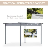 Outsunny 3.5M X 3.5M Metal Pergola Gazebo Awning Retractable Canopy Outdoor Garden Sun Shade Shelter Marquee Party BBQ, Grey(m-5)