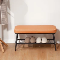 HOMCOM PU Leather Shoe Storage Bench - Brown(m-8)