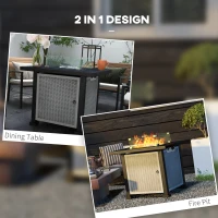 Outsunny 81 x 81cm 50,000 BTU Gas Fire Pit Table - Grey(m-4)