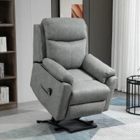 HOMCOM Faux Leather 70° Electric Riser Recliner Chair - Grey(m-2)