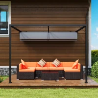 Outsunny 3 x 3 m Pergola, with Sliding Canopy - Grey(m-8)