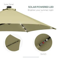 Outsunny 3(m) Solar LED Cantilever Parasol - Beige(m-5)