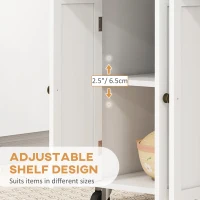 HOMCOM Rolling Kitchen Island Storage Trolley with Rubber Wood Top & Drawers for Dining Room, White(m-6)