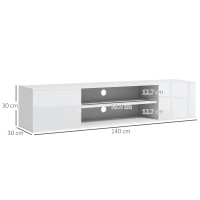HOMCOM Floating TV Stand Cabinet for TVs up to 60", Wall Mounted TV Unit with Open Shelf, Storage Cupboards and Cable Management for Living Room, White(m-3)