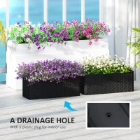 Outsunny Set of Two Rattan-Effect Planters - Black(m-6)