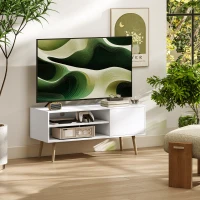 HOMCOM TV Stand up to 55 Inches, TV Unit with Open Shelves and Cable Holes - White(m-2)