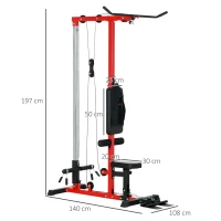SPORTNOW Pull Up Station, Power Cage with Adjustable Seat, for Home Gym - Red(m-3)