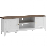 HOMCOM TV Unit for TVs up to 42 Inch, Farmhouse Entertainment Centre with 2 Open Shelves, 2 Cabinets and Thick Top