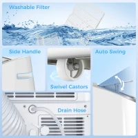 HOMCOM 14000 BTU Mobile Air Conditioner, Smart Home WiFi Compatible, with Heater, Cooler, Dehumidifier, Fan, 24H Timer(m-9)