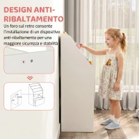 HOMCOM Piccola Libreria per Bambini con Ripiani e Cassetto in MDF, 60x29.9x90cm, Bianco(m-6)