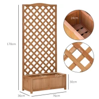 Outsunny Wooden Planter with Trellis, Freestanding Raised Bed for Garden with Lattice, Outdoor Planter Box for Climbing Plants, Vines, Flowers, 76 x 36 x 170 cm, Brown(m-3)