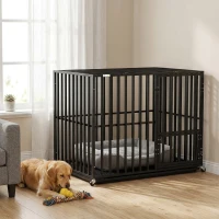 PawHut Heavy Duty Dog Crate, Dog Cage with Wheels for Medium Large Breeds, Metal Pet Kennel with Removable Tray(m-2)