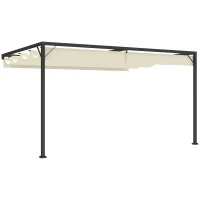Outsunny 4 x 3 m Pergola, with Sliding Canopy - Cream(m-10)