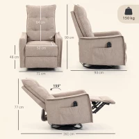 HOMCOM Recliner Armchair, Chenille Recliner Chair with Massage and Heat, 360° Swivel Rocking Manual Recliner, Brown(m-3)