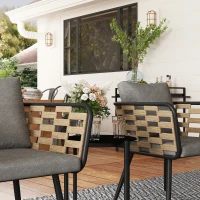 Outsunny 3 Pieces Rattan Bistro Set with Washable Seat and Back Cushions, Glass Top Coffee Table, for Outdoor, Patio, Black(m-8)