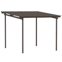 Outsunny 3 x 3(m) Garden Pergola with Waterproof Metal Roof, Lean to Pergola Hardtop Gazebo, Wind-resistant Outdoor Sun Shade, Easy to Assemble(m-1)