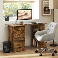 HOMCOM Computer Desk with Drawers, Home Office Desk, Writing Table, PC Workstation with 3 Storage Shelves for Working, Study, 120 x 49 x 72 cm, Rustic Brown(m-2)
