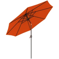 Outsunny 3 m Garden Parasol Umbrellas, Outdoor Sun Shade with 8 Ribs, Tilt and Crank Handle for Balcony, Bench, Garden, Orange(m-10)