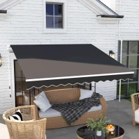 Outsunny 3 x 2.5m Garden Patio Manual Awning, Retractable Canopy Sun Shade Shelter with Fittings and Crank Handle, Black(m-2)
