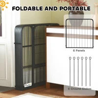 PawHut Six-Panel Dog Playpen with Door, for Small Dogs, Indoors, Outdoors, 60cm Tall, Black(m-6)