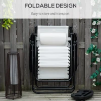 Outsunny Zero Gravity Garden Folding Patio Sun Lounger w/Cup Holder & Canopy Shade White(m-6)