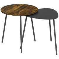 HOMCOM Nesting Side Table Set of 2 - Rustic Brown(m-1)