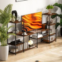 HOMCOM TV Unit for TVs up to 55 Inches, Industrial TV Stand with Storage Shelves, Entertainment Centre for Living Room, Bedroom(m-7)