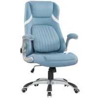 Vinsetto Linen-Look Office Chair, with Adjustable Height and Tension - Blue(m-1)