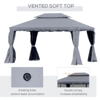 Outsunny 3 x 4m Aluminium Garden Gazebo, Marquee Canopy Shelter Pavilion Party Tent with Nets and Curtains for Garden and Deck, Dark Grey(m-5)