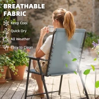 Outsunny Folding Garden Chairs Set of 4, Outdoor Dining Chairs with Wide Texteline Seat, High Back and Armrests, Light Grey(m-6)
