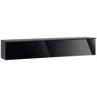 HOMCOM 160cm High Gloss Floating TV Unit Stand for TVs up to 70", Wall Mounted TV Cabinet with Storage Cupboards, Grey and Black