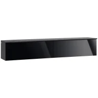HOMCOM 160cm High Gloss Floating TV Unit Stand for TVs up to 70", Wall Mounted TV Cabinet with Storage Cupboards, Grey and Black(m-1)