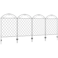 Outsunny Decorative Garden Fencing, 43in x 11.5ft Outdoor Picket Fence Panels, 4PCs Rustproof Metal Wire Landscape Flower Bed Border Edging, Black(m-1)