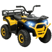 AIYAPLAY 12V Kids Electric Ride on ATV, Battery-Powered Quad Bike w/ Spring Suspension, Forward Backward, Storage Basket, Yellow(m-10)