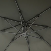 Outsunny 3(m) Garden Cantilever Parasol, Round Overhanging Umbrella with Crank Handle, Cross Base, Aluminium Frame and 360° Rotation, Banana Patio Umbrella for Outdoor Sun Shade, Grey(m-9)