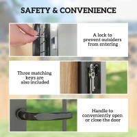 Outsunny Galvanised Steel Garden Gate, Outdoor Fence Gate Security Barrier with Lock, Keys and Handle, Outdoor Entrance Way Door with Classic Finials, 105 x 204 cm, Black(m-5)