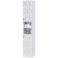 HOMCOM Tall Bathroom Storage Cabinet with Doors, Slim Bathroom Storage Unit with Adjustable Shelves, Freestanding Bathroom Storage Unit, White(m-11)