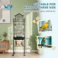 PawHut Metal Bird Cage with Plastic Swing, Perch, Food Container, Tray, Handle, for Finches, Canaries, Budgies, 43 x 32.5 x 163(m-7)