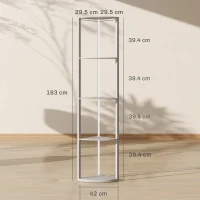 HOMCOM RGB LED Floor Lamp with Shelves, 5-Tier Dimmable Standing Lamp with Adjustable Brightness and Remote Control, Modern Corner Display Shelf Unit for Living Room Bedroom Office, Grey(m-3)