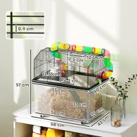 PawHut Two-Tier Hamster Cage with 31cm Deep Tray, Tube System, Water Bottle, Ramp, Feeding Bowl, Multicoloured(m-3)