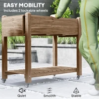 Outsunny 46 x 94cm Wooden Raised Planter, with Shelves - Carbonised(m-5)