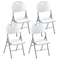 Outsunny Set of Four Foldable Outdoor Chairs - White(m-1)