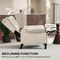 HOMCOM 150° Reclining Vintage Armchair, with footrest - Beige(m-4)