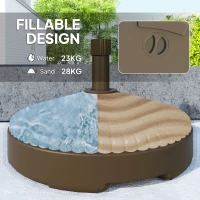 Outsunny Garden Parasol Base Holder, 28kg Sand Filled, 23kg Water Filled, Sun Umbrella Base Outdoor Umbrella Stand Weight, Brown(m-4)