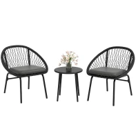 Outsunny Three-Piece Rattan Bistro Set - Black(m-10)