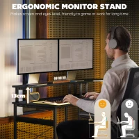 HOMCOM 'L' Shaped Work Desk, with LED Lights - Black(m-6)