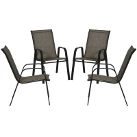 Outsunny Set of Four Stackable Mesh Seat Chairs - Mixed Brown(m-11)