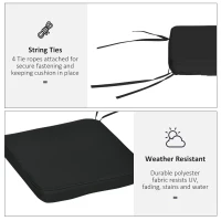 Outsunny Set of 6 Chair Cushion Seat Pads Dining Chair w/ Straps Indoor Outdoor Removable Tie On Garden Patio, Black(m-5)